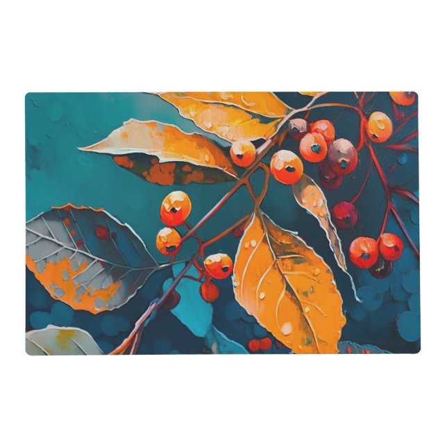 Fall leaves oil painted. Nature autumn foliage  Placemat (Front)