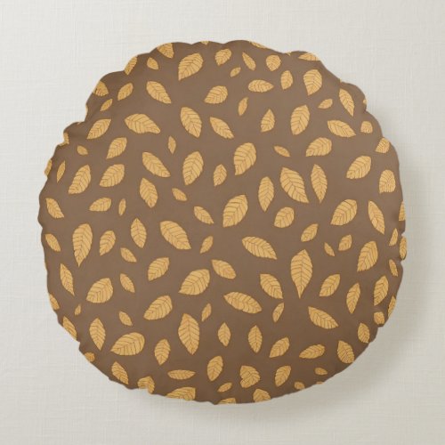 Fall Leaves on a Brown Background  Round Pillow
