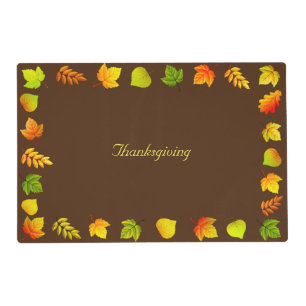 Fall Leaves on Brown Thanksgiving Placemat