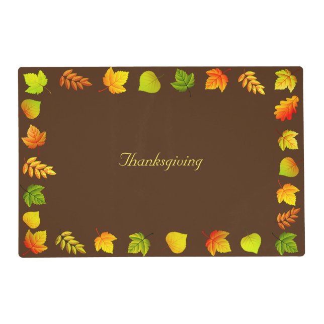 Fall Leaves on Brown Thanksgiving Placemat (Front)