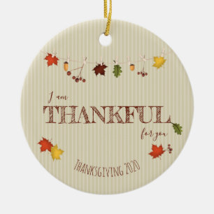 Fall Leaves on Clothesline Ceramic Ornament
