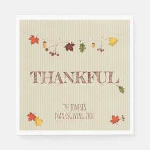 Fall Leaves on Clothesline Paper Napkins