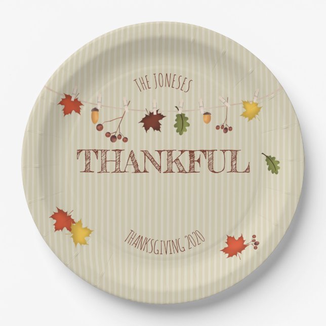 Fall Leaves on Clothesline Paper Plates (Front)