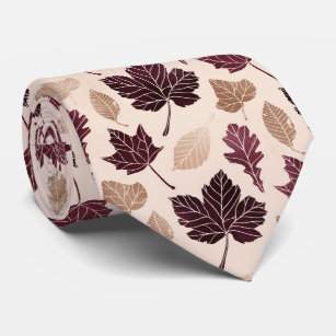 Fall Leaves on Cream White Neck Tie