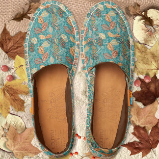Fall leaves on teal and seaglass espadrilles