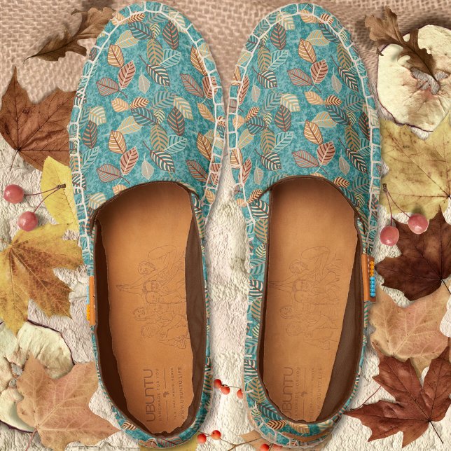 Fall leaves on teal and seaglass espadrilles (Fall leaves on teal and seaglass espadrilles)