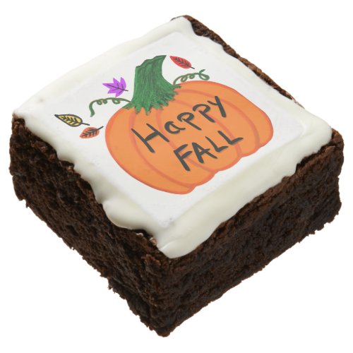 Fall Leaves Orange Pumpkin Brownie