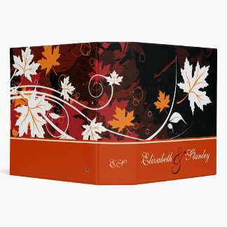 Fall leaves orange red white brown wedding planner binder