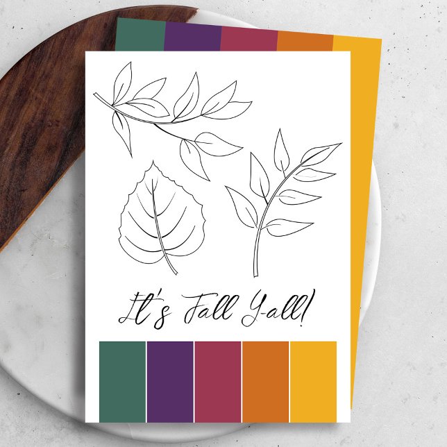 Fall Leaves Outline Cards with Color Matching (Fall leaves drawing with color matching system by Victoria Grigaliunas of Do Tell A Belle)