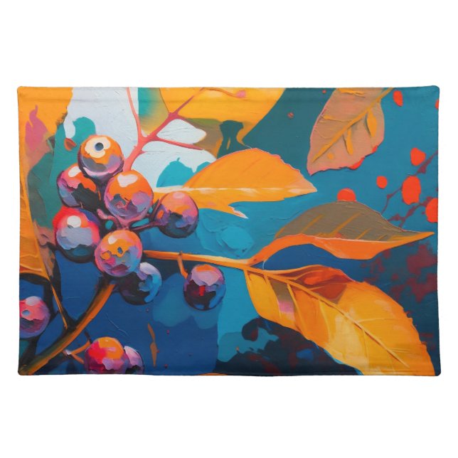 Fall leaves painted. Abstract woodland autumn  Cloth Placemat (Front)