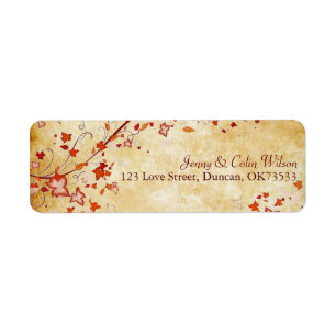 Fall Leaves Parchment Wedding Address Label