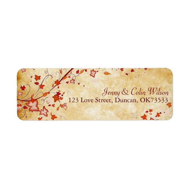 Fall Leaves Parchment Wedding Address Label (Front)
