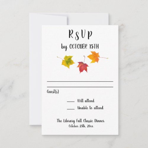 Fall Leaves Party Event Reception Response RSVP