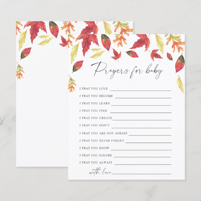 Fall leaves - Party game | prayers for baby game (Front/Back)