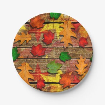Fall Leaves Party Plates by fallcolors at Zazzle