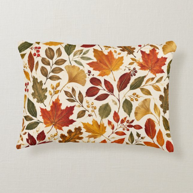 Fall Leaves Pattern Accent Pillow (Back)