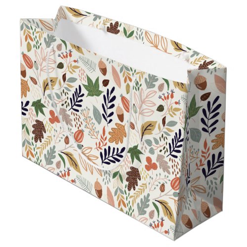 Fall Leaves Pattern Large Gift Bag