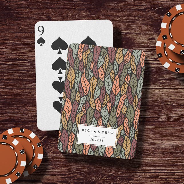 Fall Leaves Pattern Wedding Favor Poker Cards (Creator Uploaded)
