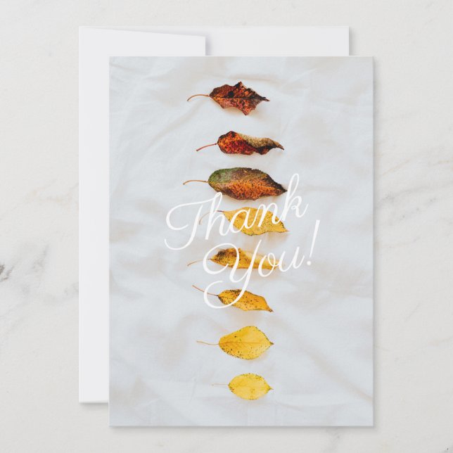 Fall Leaves, Personalize Message & Name Thank You Card (Front)