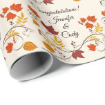 Fall Leaves Personalize  Names Wedding Gift Wrapping Paper<br><div class="desc">Fall Leaves Personalize Names Wedding Gift Wrapping Paper</div>
