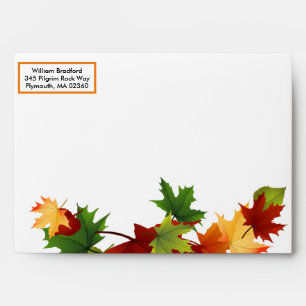 Fall Leaves Personalize Return Address Wedding Envelope