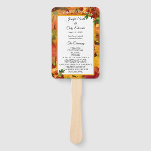 Fall Leaves Personalize Wedding Program Hand Fan