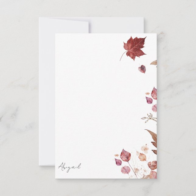 Fall Leaves Personalized Blank Thank You Card (Front)