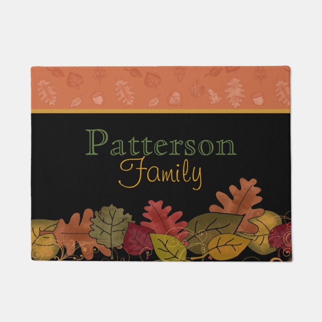 Fall Leaves Personalized Door Mat (Front)