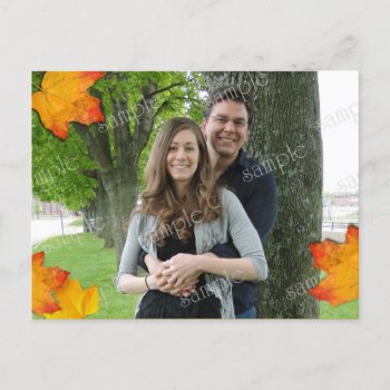 Fall Leaves Photo Template Wedding Announcement by fallcolors at Zazzle