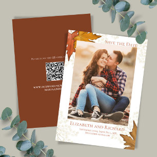 Fall Leaves Photo Wedding Save the Date