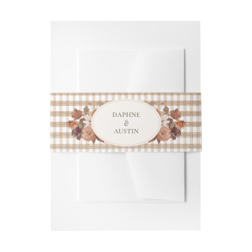 Fall Leaves Plaid Wedding Invitation Belly Band