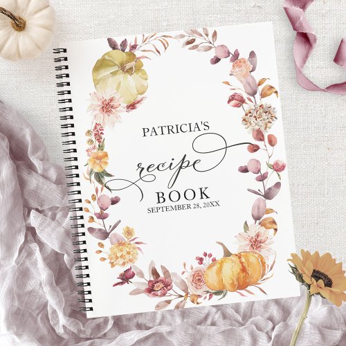 Fall Leaves Pumpkin Bridal Shower Recipe Book