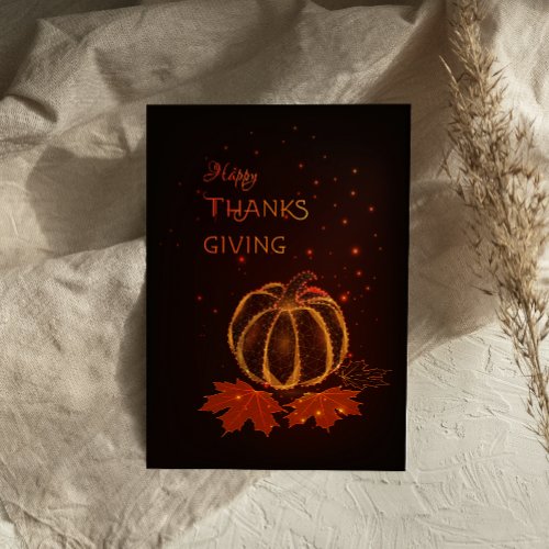 Fall Leaves Pumpkin Happy Thanksgiving card