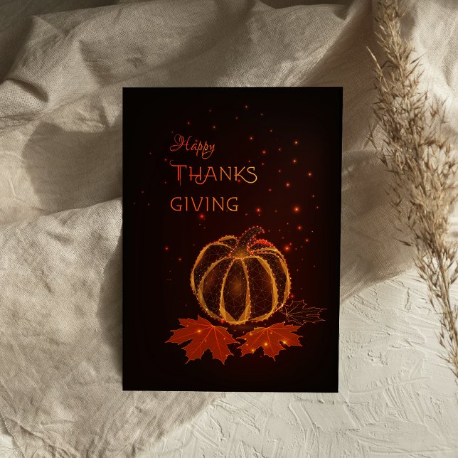 Fall Leaves Pumpkin Happy Thanksgiving card (Creator Uploaded)