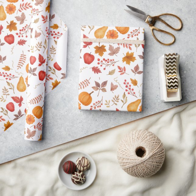 Fall Leaves, Pumpkins & Cozy Seasonal Designs -  Wrapping Paper (Crafts)