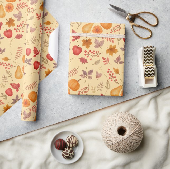 Fall Leaves, Pumpkins & Cozy Seasonal Designs -  Wrapping Paper (Crafts)