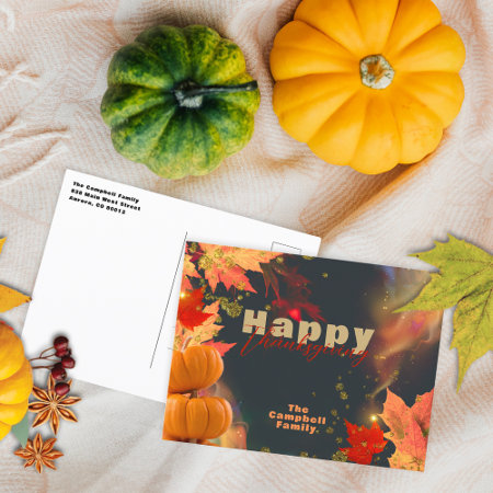 Fall Leaves Pumpkins Glitter Accents Thanksgiving