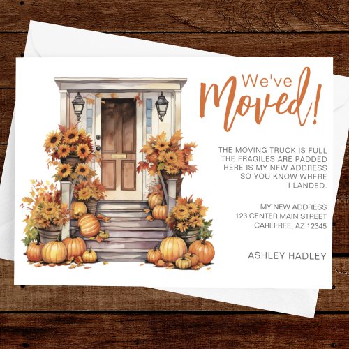 Fall Leaves Pumpkins Porch Moving Announcement