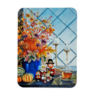 Fall leaves, pumpkins, Thanksgiving Nesting dolls Magnet