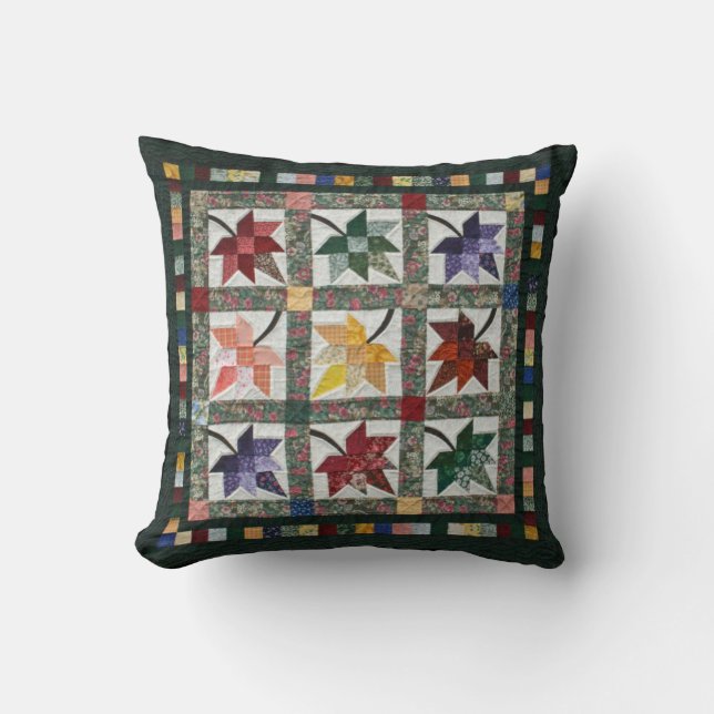 Fall Leaves Quilt Throw Pillow (Front)