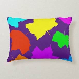 Fall Leaves Rainbow Multicolor Purple Custom Color Accent Pillow