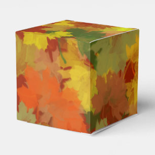 Fall Leaves - Red Background Favor Boxes