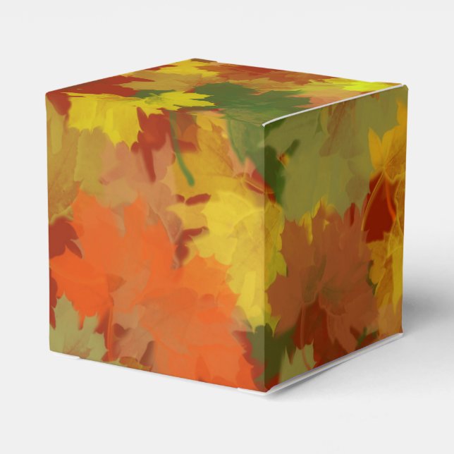 Fall Leaves - Red Background Favor Boxes (Back Side)
