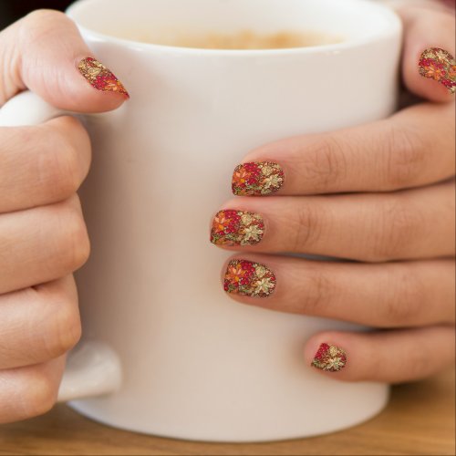 Fall Leaves Red Berries Autumn Thanksgiving Minx Nail Art