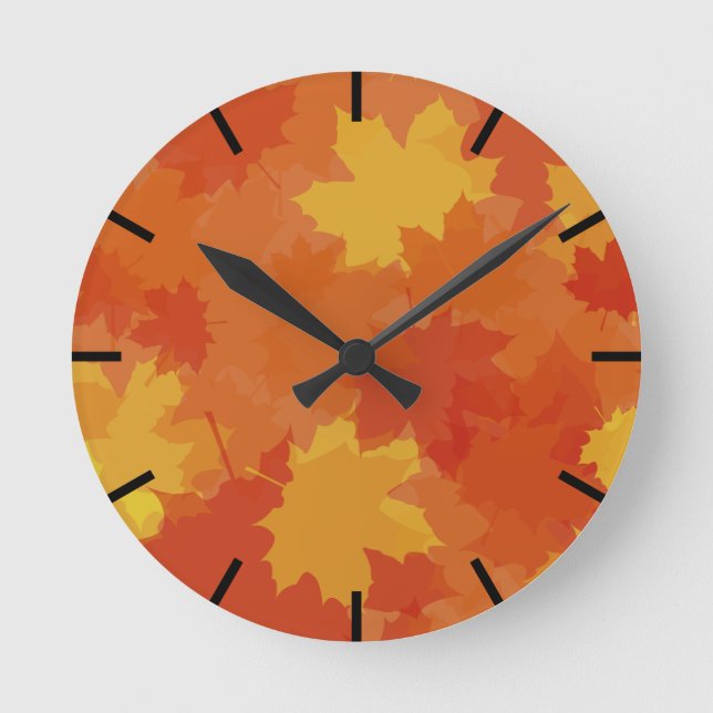 Fall Leaves Round Clock (Front)