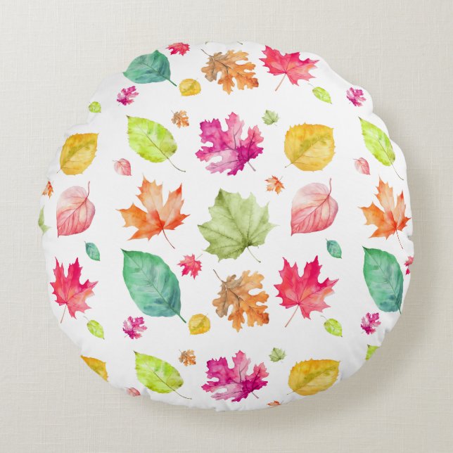 Fall Leaves Round Pillow (Front)