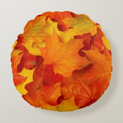 Fall Leaves Round Pillow