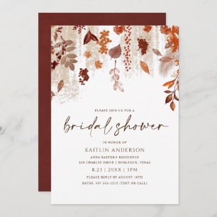 Fall Leaves Rust Brown Orange Bridal Shower Invitation