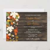 Fall leaves Rustic Barn Wood Fall Wedding Invites (Front)