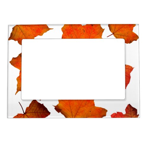Fall Leaves Rustic Orange White Custom Color Cool Magnetic Frame